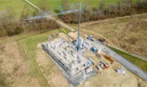 Luftbild einer ZENZ-Massivhaus Baustelle 